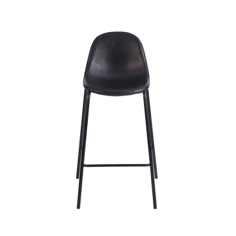 Porthos Home Theo Counter Stools Set Of 2, PU Leather Upholstery, Iron Legs