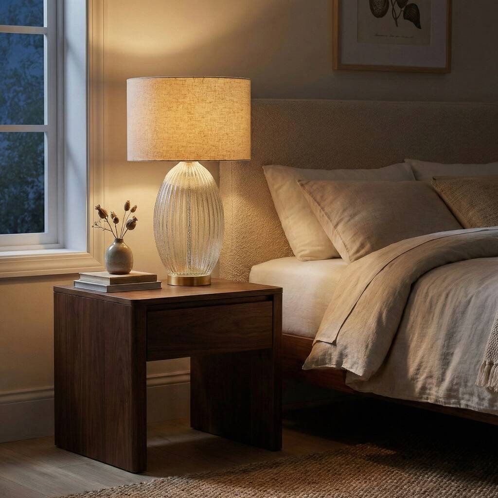 Luminous Glow Ribbed Glass Table Lamp