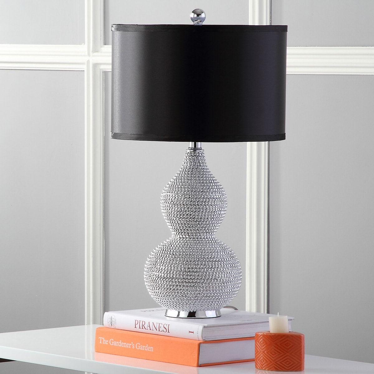 SAFAVIEH Lighting Karri Glam Plastic Table Lamp Set of 2, 24.5-Inch - 14Wx14Dx25H