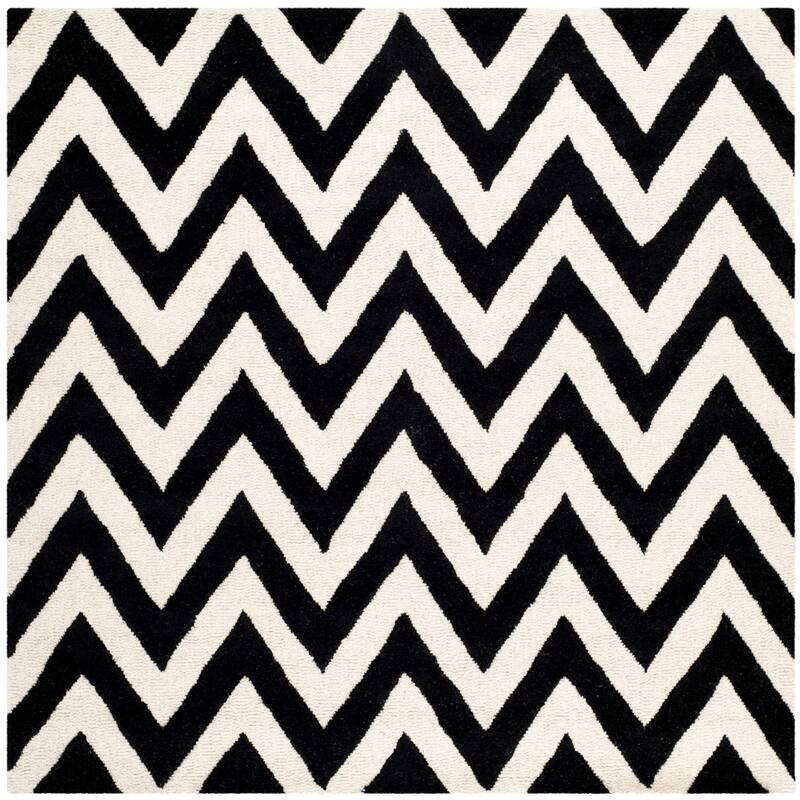 SAFAVIEH Handmade Cambridge Hicran Modern Moroccan Wool Rug - 4' Square - Black/Ivory