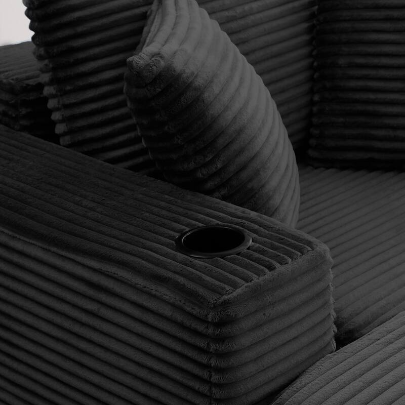 52.4" Boneless Chaise Lounge Chair, Corduroy Modular 3 in 1 Sofa Bed, Cloud Sleeper for Living Room Bedroom