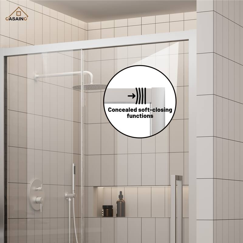 CASAINC 48 in. W x 76 in. H Sliding Framed Shower Door with SGCC Certification