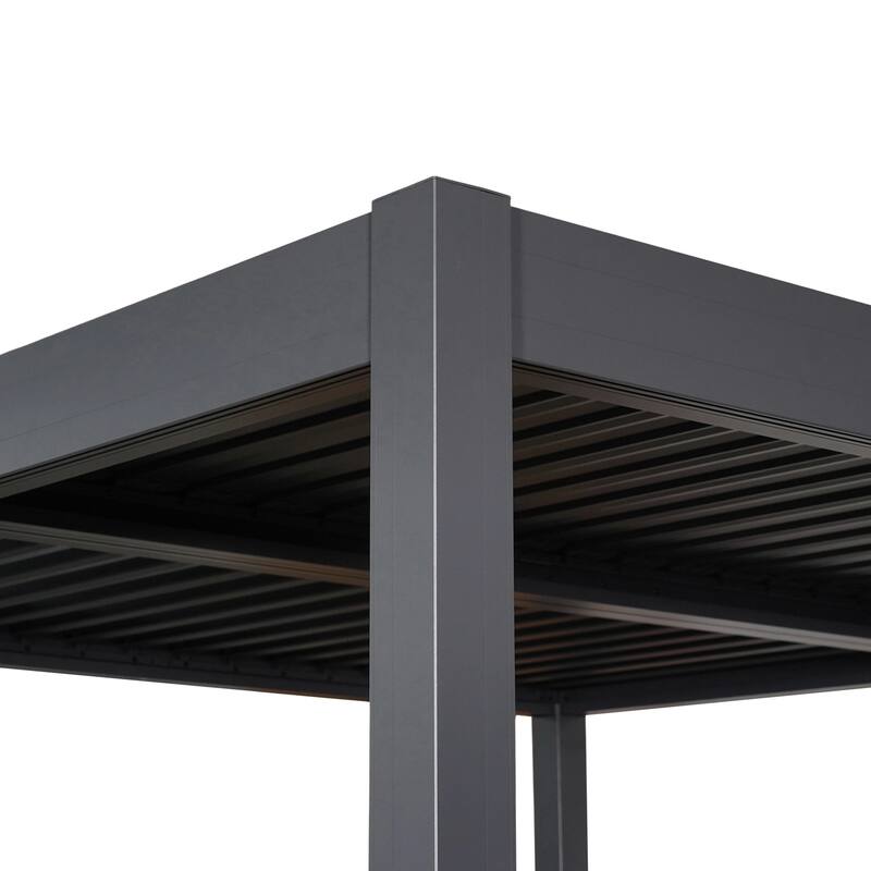 Scott Living Modern Outdoor Aluminum Pergola with Adjustable Louver Roof in Black