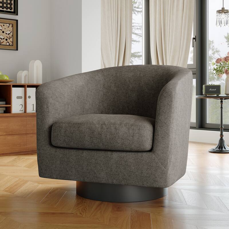 Modern Upholstered Barrel Chair Swivel Accent Chair for Living Room