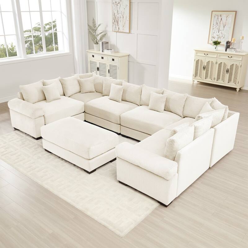 137.7'' Oversized U-shaped Modular Sectional Sofa,Convertible Sectional Couches with an Ottoman