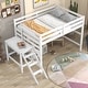 preview thumbnail 10 of 30, Twin/Full Size Loft Bed with Platform & Ladder, Wooden Loft Bed Frame