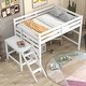 preview thumbnail 2 of 5, White Pine Wood Loft Bed with Platform, Ladder, Safety Rails, Easy Assembly
