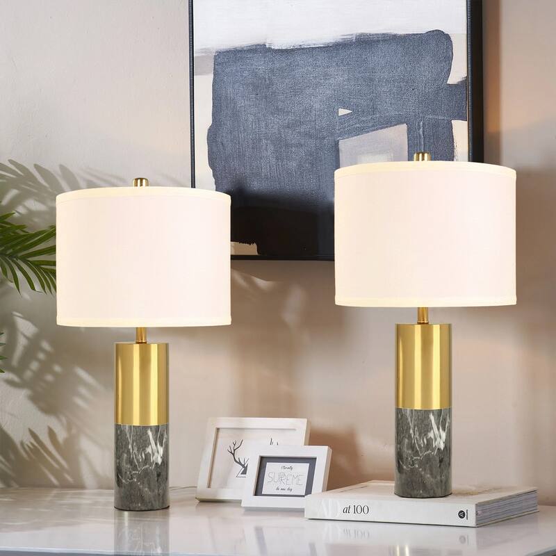 Lighting Marble Gold Table Lamps (Set of 2)