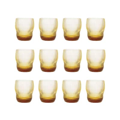 Ribbed Drinking Glass - 3.1"L x 2.3"W x 3.2"H
