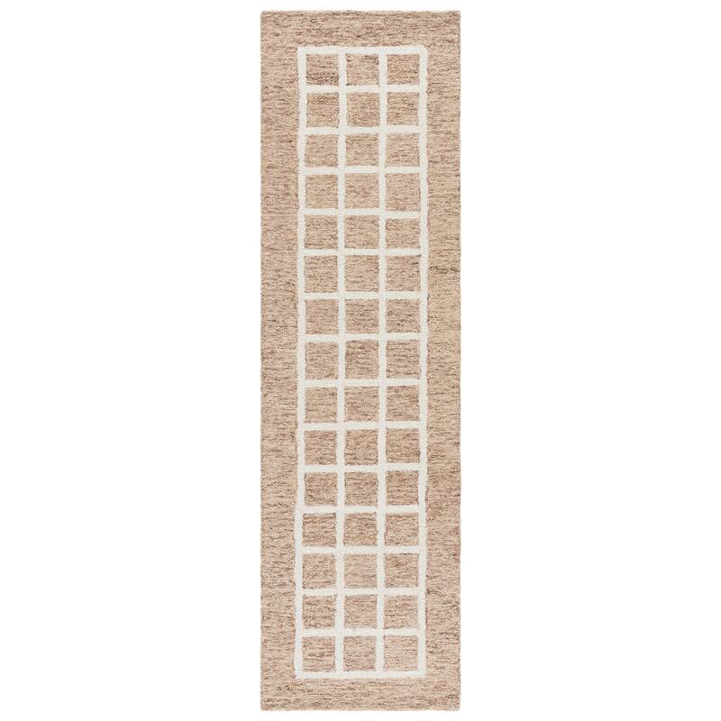 SAFAVIEH Handmade Genre Aleksej Modern Wool Rug - 2'3" x 8' Runner - Beige/Ivory