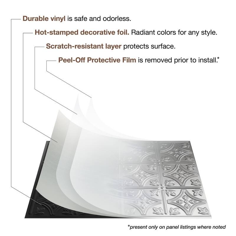 Fasade Quilted Decorative Vinyl 18in x 24in Backsplash Panel in Polished Copper