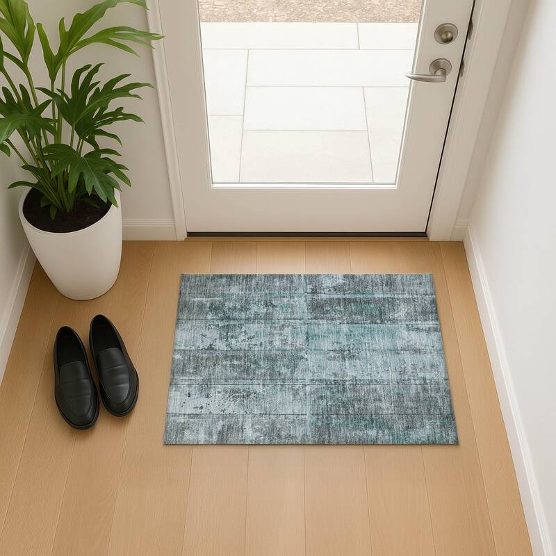 Premium Washable Super Soft Modern Panel Mayfield Rug - Teal - 1'8" x 2'6"