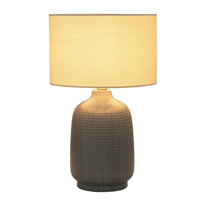 Sagebrook Home Textured Modern 19"H Ceramic Cylinder Mesh Table Lamp, Set Of 2 - 11" x 11" x 19"
