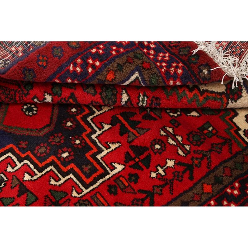 Geometric Tribal Hamedan Persian Area Rug Wool Hand-knotted Carpet - 3'5" x 4'7"