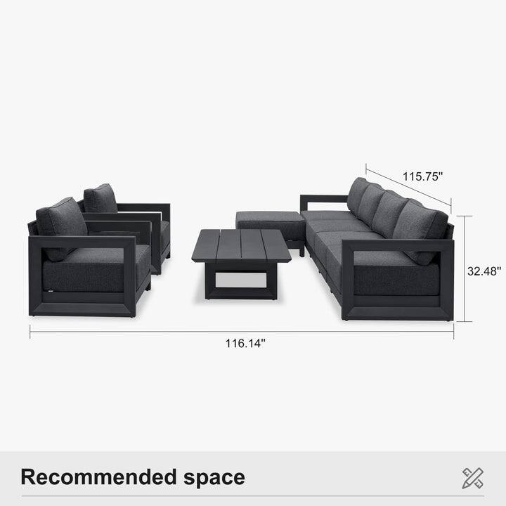 PURPLE LEAF Caesar Grey Sofas Sectionals 4-18 Piece with 9.6" Thick Cushion for Yard Porch Deck Outdoor Patio Conversation Sets