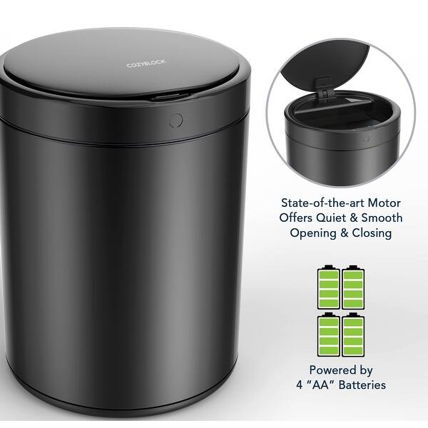 Shop 2 4 Gallon Automatic Trash Can Black Steel Touchless Motion Sensor Bin Soft Close Lid 9l Ipx4 Waterproof Office Bathroom On Sale Overstock 31498140