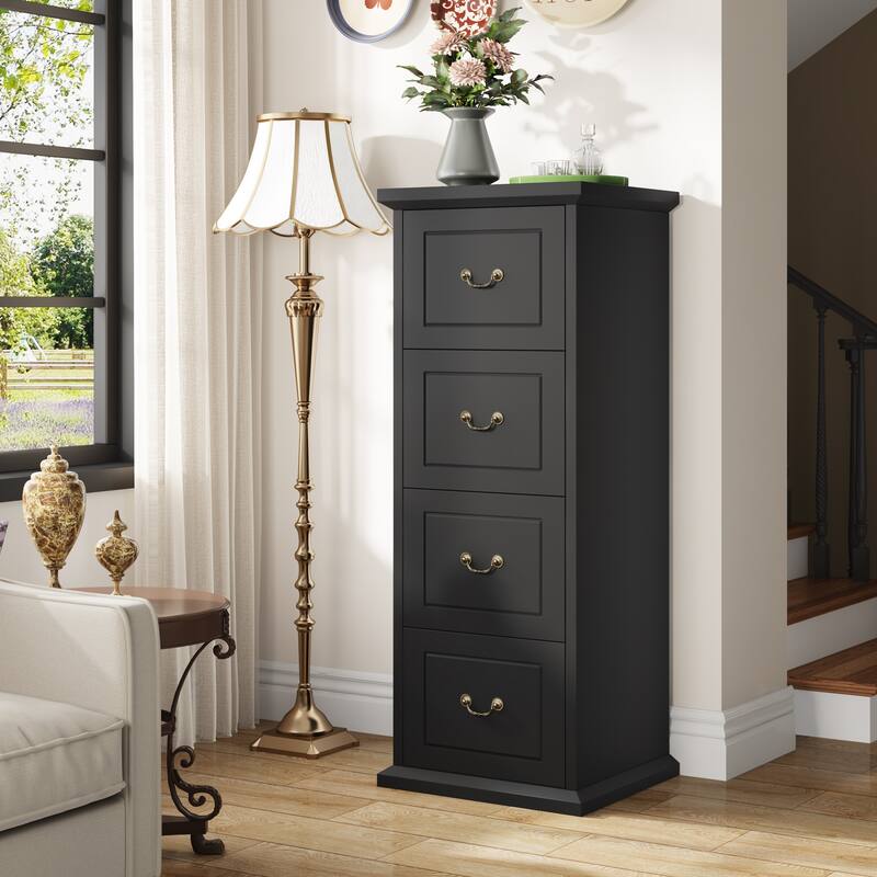 51-Inch Tall 4-Drawer File Cabinet Wood Vertical Storage Cabinet for Home Office A4/Letter/Legal Files
