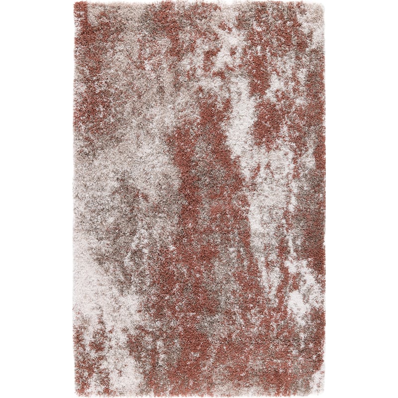 Noori Rug Lux Ridley Abstract Modern 2-inch Thick Shag Rug - 10'0" x 14'0" - Rust/Brown