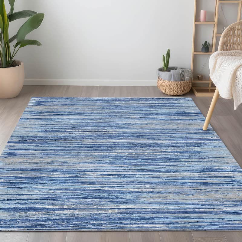 Machine Washable Indoor/ Outdoor Chantille Abstract Stripe Rug