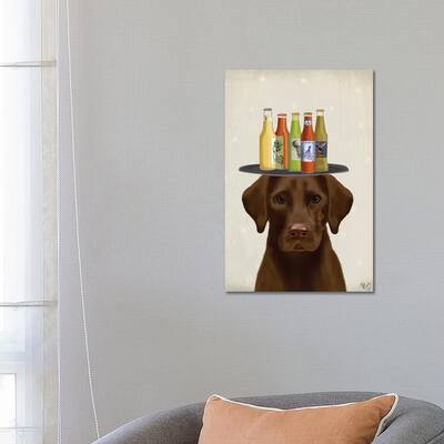 iCanvas "Labrador Chocolate Beer Lover" by Fab Funky Canvas Print