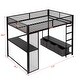 preview thumbnail 18 of 28, LED Design Full Size Metal Loft Bed with Desk,Open Wardrobe and 3 Linen Storage Drawers