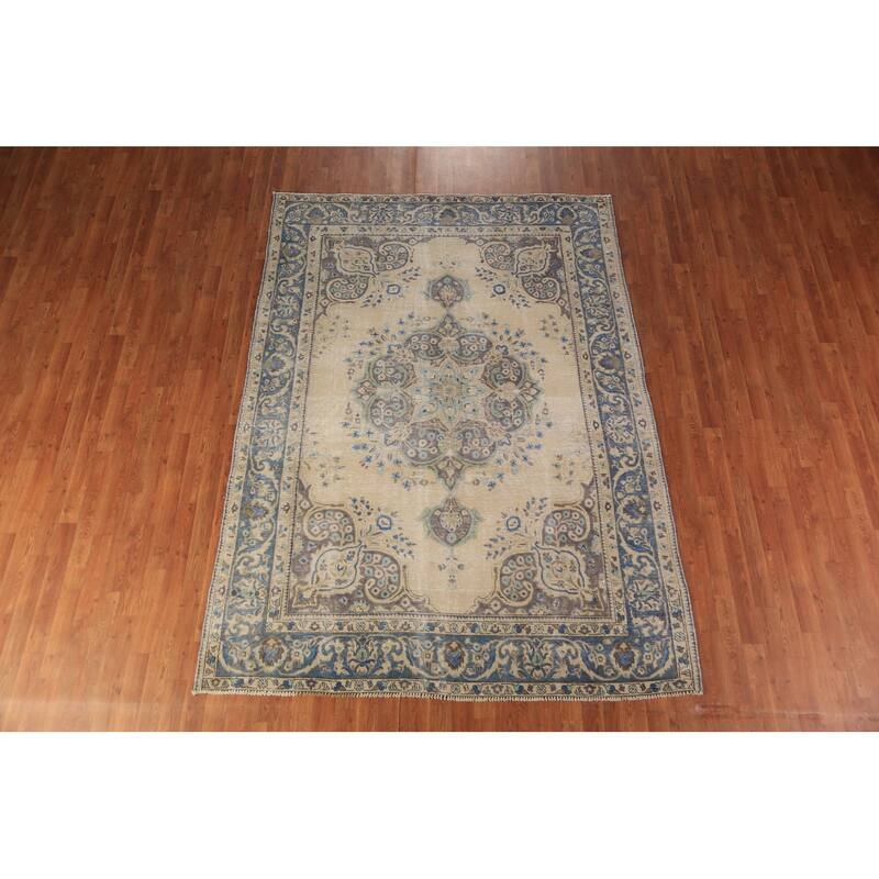 Medallion Tabriz Persian Area Rug Oriental Handmade Floral Wool Carpet - 6'4"x 8'10"