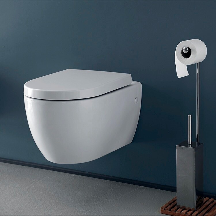 Shop Nameeks 018700 Cerastyle 1 2 Gpf Wall Mounted One Piece Round Toilet White Overstock 16800965