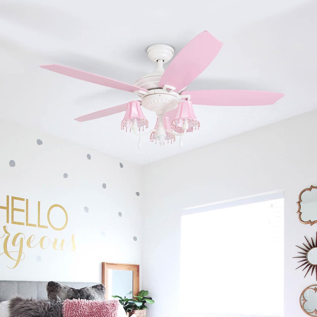 Taylor & Olive Calendula 48-inch White/ Pink LED Ceiling Fan