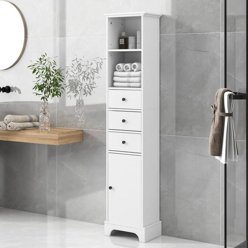 Freestanding Bathroom Storage Cabinet with 3 Drawers and Adjustable Shelf