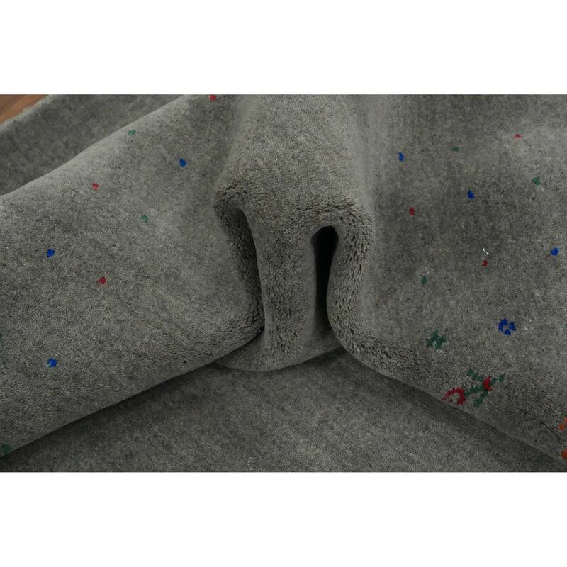 Hand Knotted Oriental 100% Wool Carpet Tribal Tribal Greys & Charcoal Gabbeh Area Rug - 12' 1'' X 9' 1''