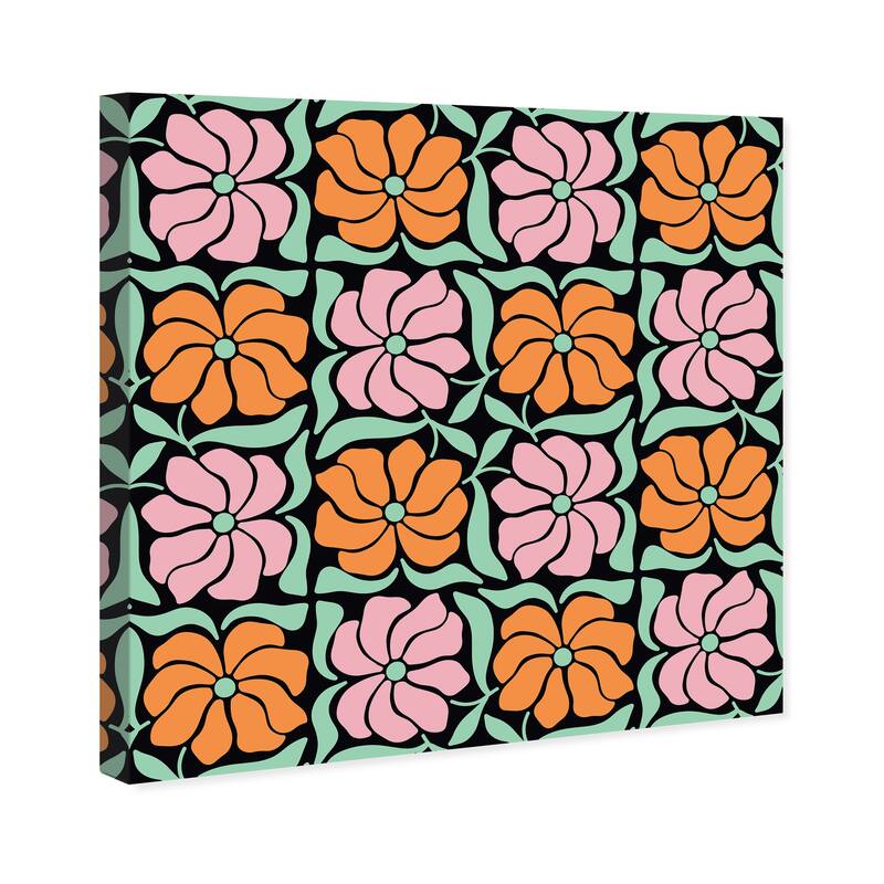 Wynwood Studio Canvas Floral and Botanical Sweet 16 Flowers Black and Mint Green Modern & Contemporary Wall Art Canvas Print