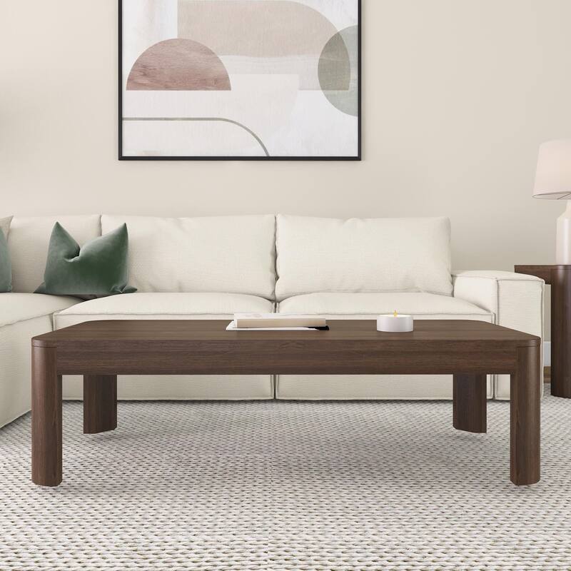 Plank and Beam Contour Curved Rectangular Coffee Table - 54"