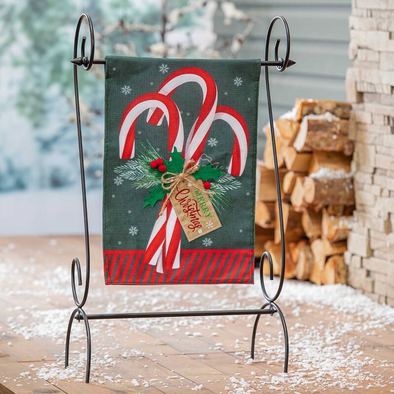 Candy Cane Burlap Garden Flag - Multi - Color - 12.5 in x 18 in