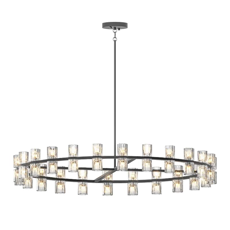 48" Black Luxury Crystal Chandelier LED for Living & Dining (Bulbs Incl)