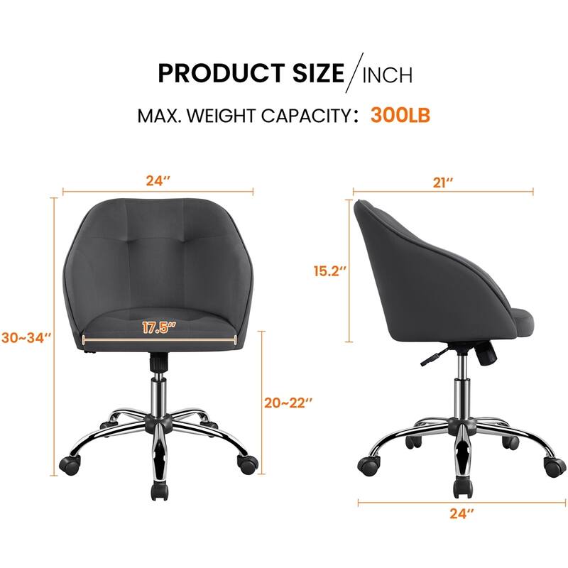 Yaheetech Desk Chair for Home Office, Height Adjustable 360°Swivel Computer Chair