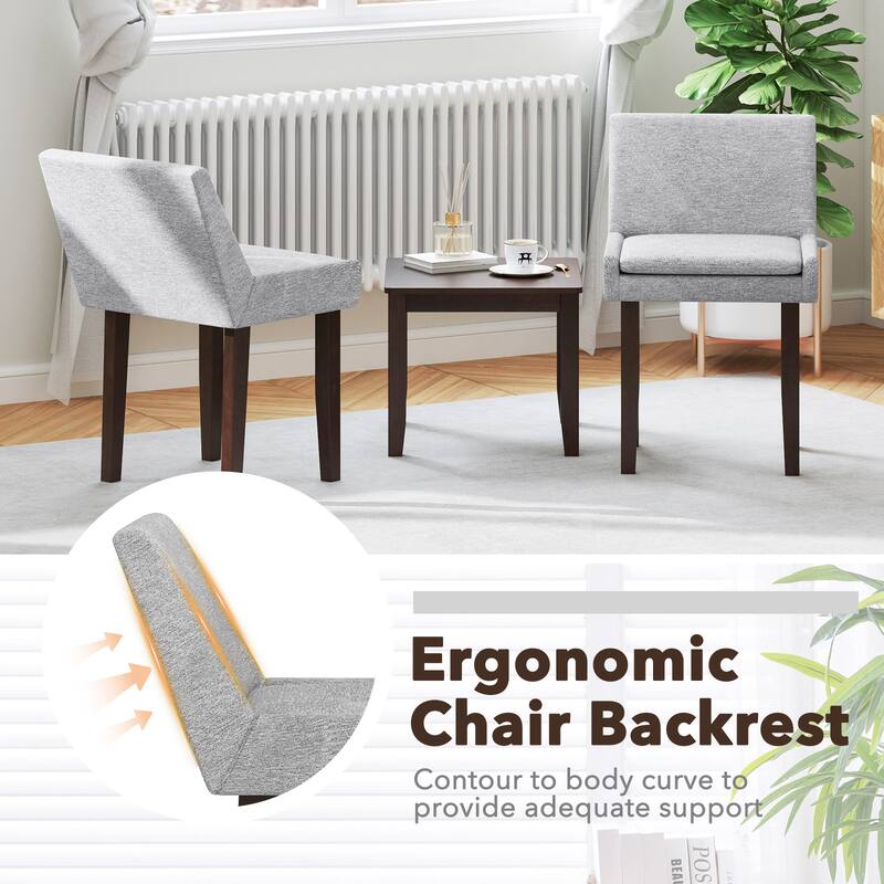 Modern Upholstered Fabric Side Leisure Chair Set of 2-Gray - Multi