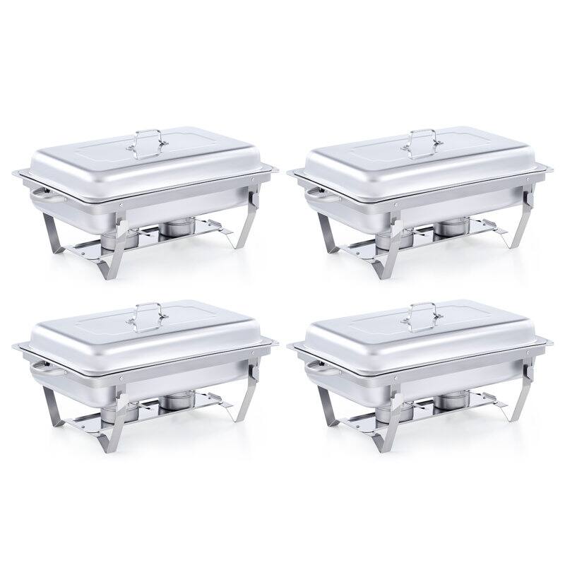 4 Packs Stainless Steel 8 Quarts Rectangle Chafing Dish