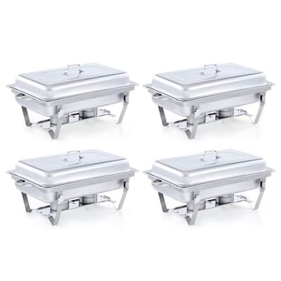 4 Packs Stainless Steel 8 Quarts Rectangle Chafing Dish