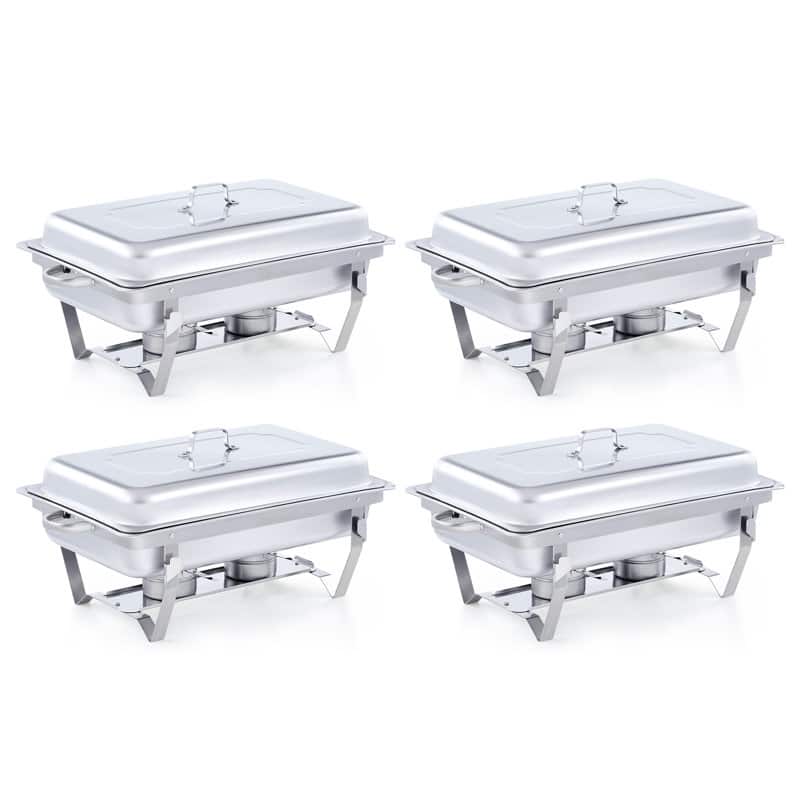 4 Packs Stainless Steel 8 Quarts Rectangle Chafing Dish