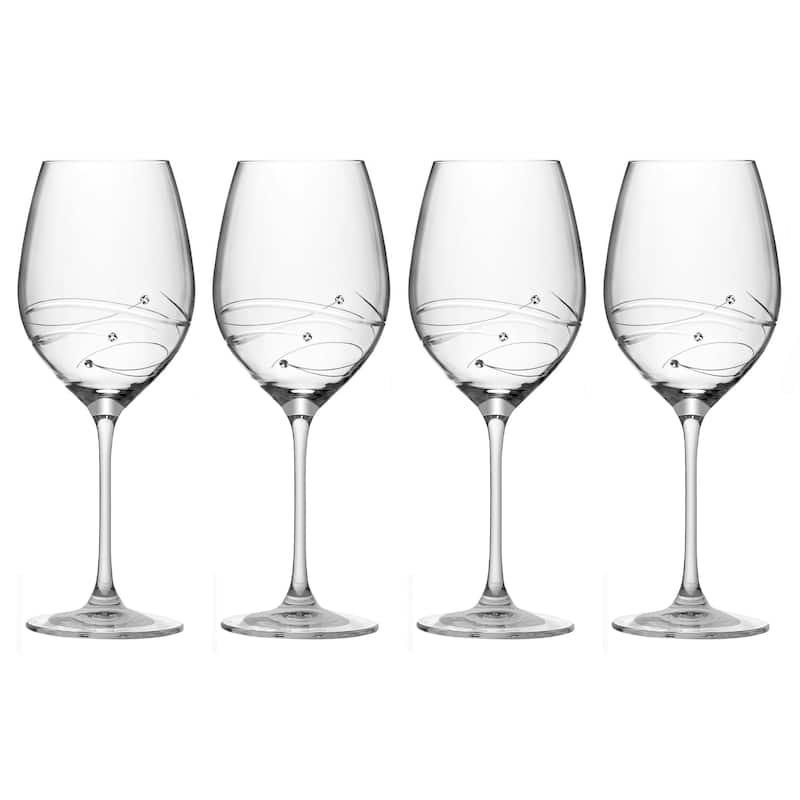 Majestic Gifts Inc.Glass Wine Goblets-W/ Swarovski Diamonds-16oz-Set/4 - 3.75"