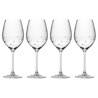 Majestic Gifts Inc.Glass Wine Goblets-W/ Swarovski Diamonds-16oz-Set/4 - 3.75"