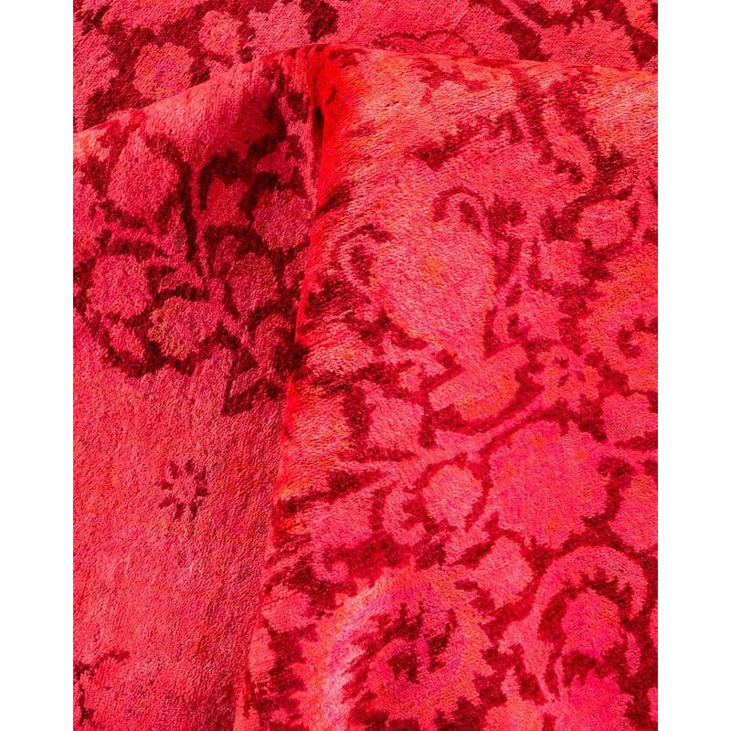 Overton Hand Knotted Wool Vintage Inspired Modern Contemporary Overdyed Pink Area Rug - 9' 3" x 12' 2"