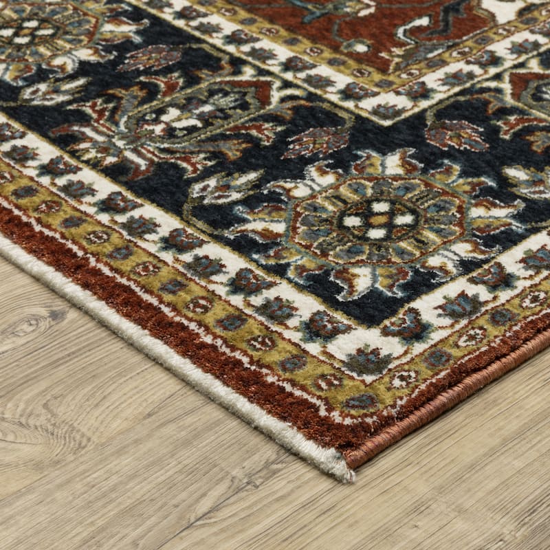Style Haven Victoria Vintage Traditions Navy/ Rust Area Rug