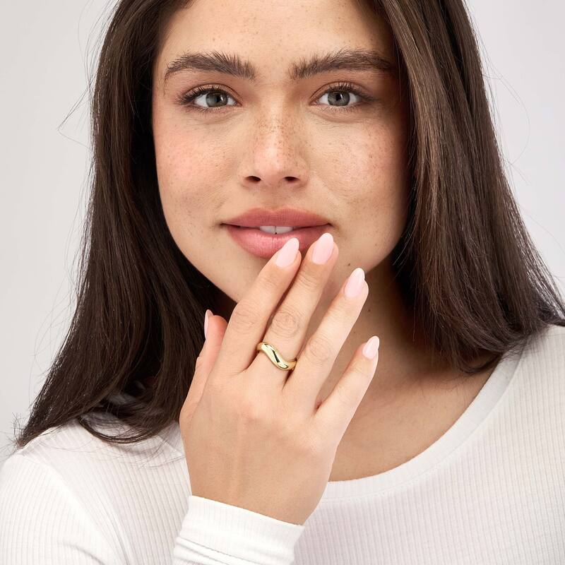 Curata 14K Yellow or White Gold Puffed Polished Swirl Band Ring