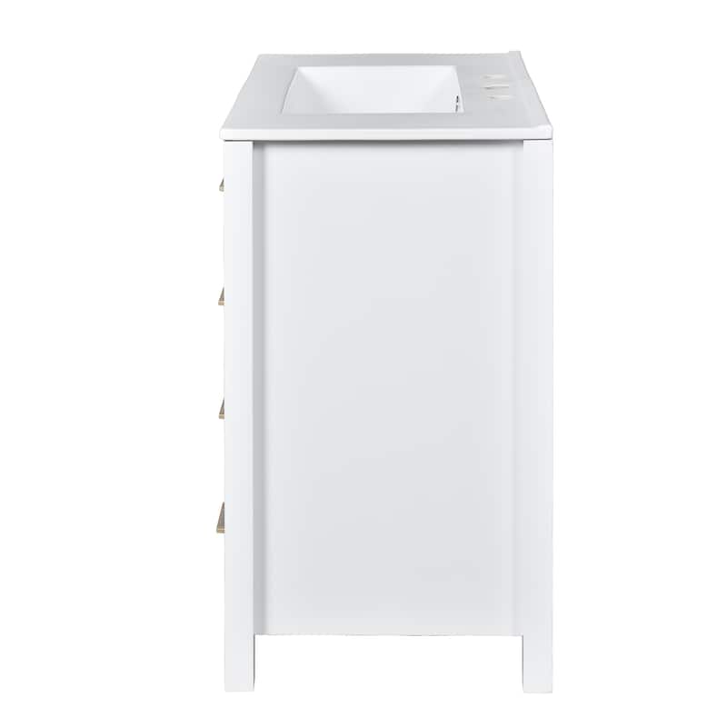 24'' Freestanding Bathroom Vanity in White with White Integrated Ceramic Sink - 30'' x 18.3'' x 33.8''