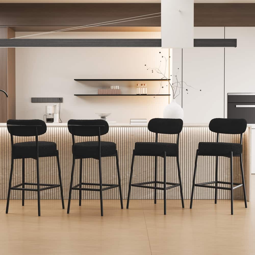 XINMICS 27 Inches Boucle Counter Height Bar Stools with Back