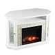 preview thumbnail 8 of 16, SEI Furniture Ratner Faux Stone Fresh White Corner Convertible Fireplace