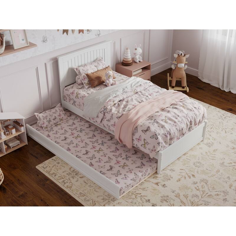 Malta Platform Bed with Panel Footboard and Twin Trundle