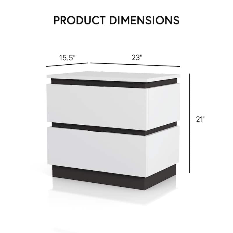 Furniture of America Conjira Modern White Wood Nightstand with USB Ports (Set of 2)