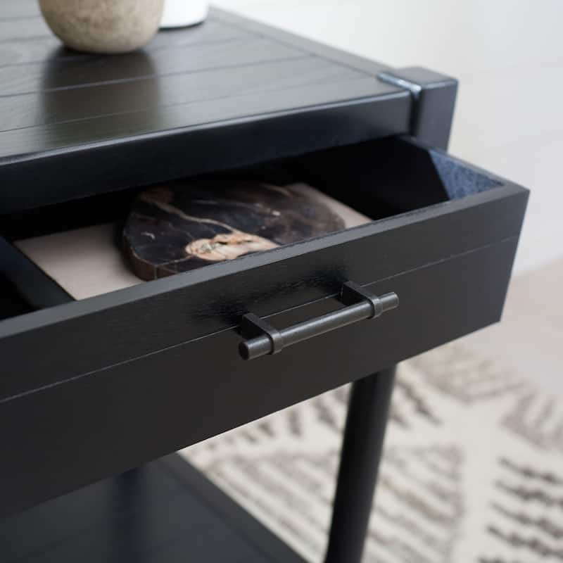 SAFAVIEH Elianne 1-Drawer Accent Table - 19" W x 15.8" L x 26" H - 19Wx16Dx26H - Black